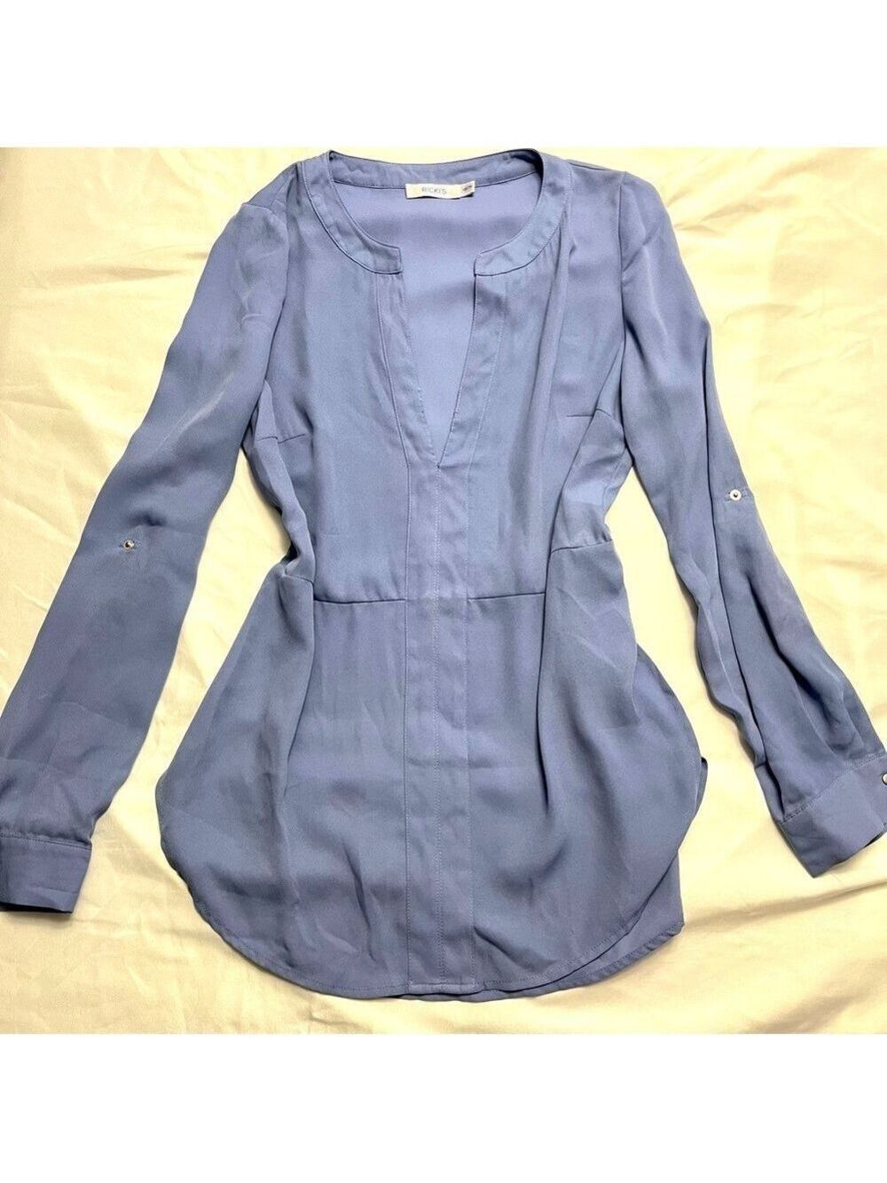 3/ $20 Ricki's Roll-Tab High-Low Tunic Blouse Periwinkle XS